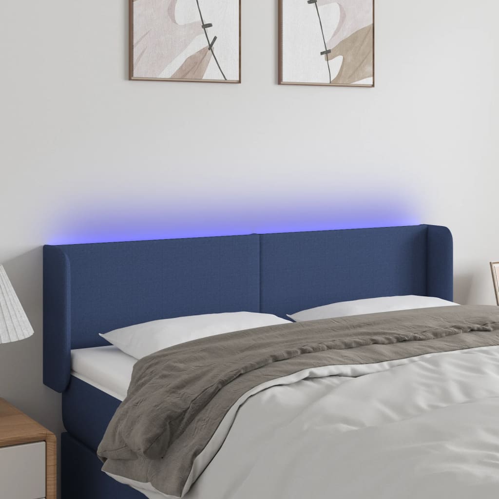 Hoofdbord LED 147x16x78/88 cm stof blauw is nu te koop bij PeponiXL, paradijselijk wonen!