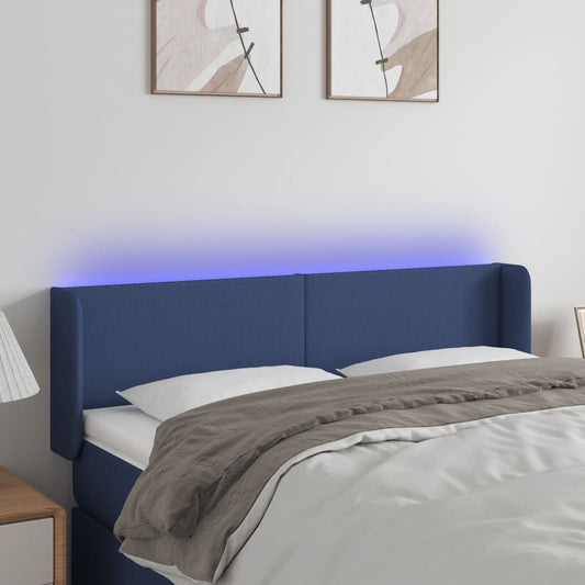 Hoofdbord LED 147x16x78/88 cm stof blauw is nu te koop bij PeponiXL, paradijselijk wonen!