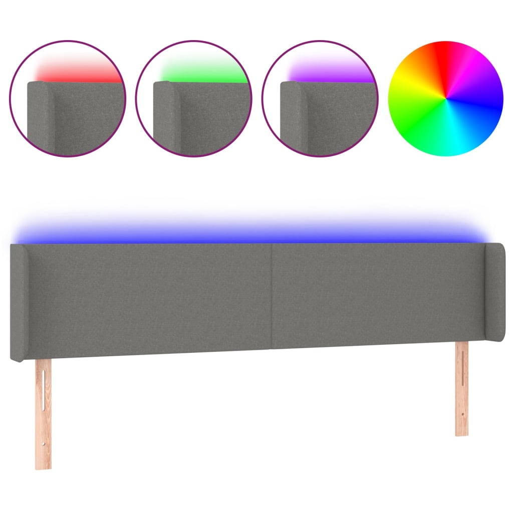 Hoofdbord LED 163x16x78/88 cm stof donkergrijs is nu te koop bij PeponiXL, paradijselijk wonen!