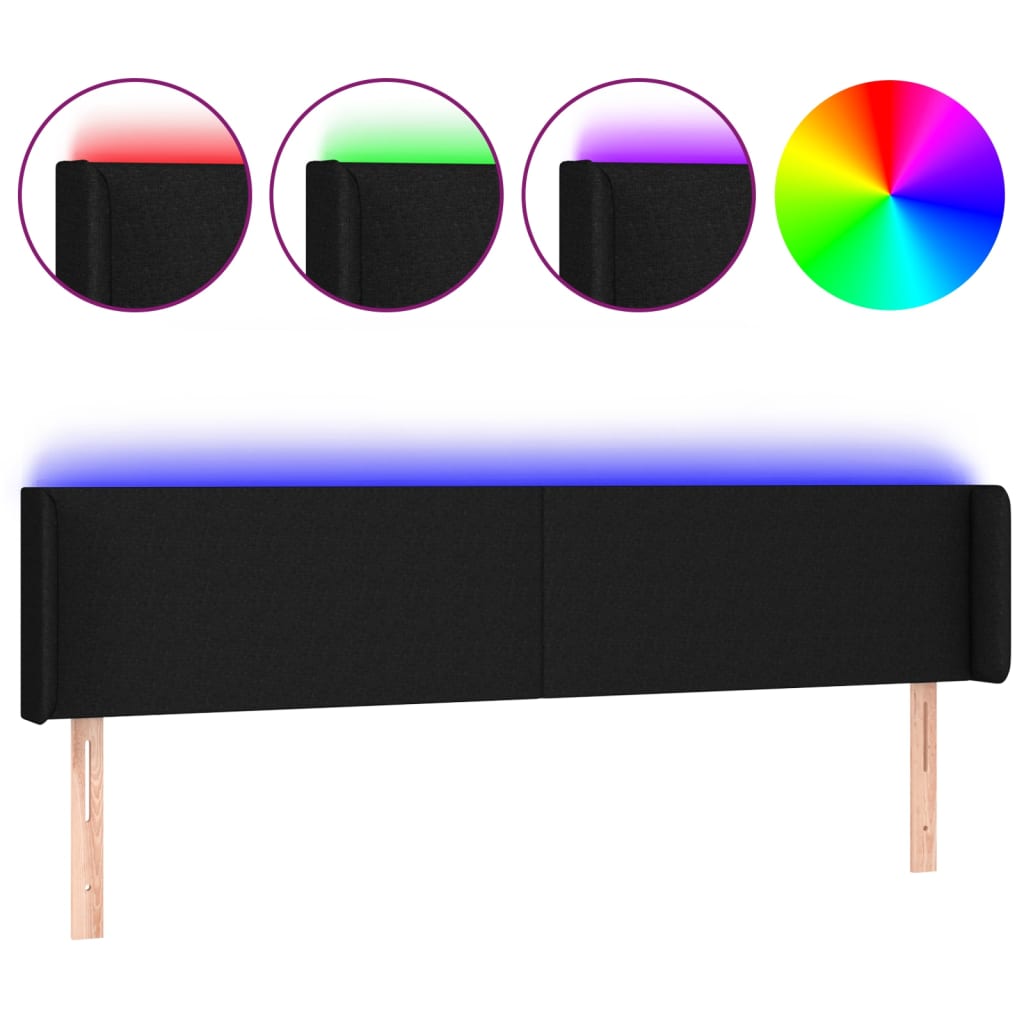 Hoofdbord LED 163x16x78/88 cm stof zwart is nu te koop bij PeponiXL, paradijselijk wonen!