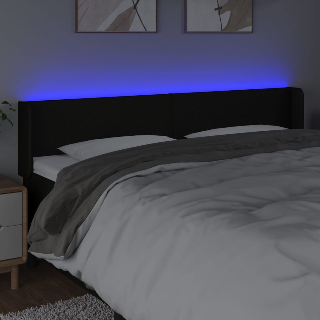 Hoofdbord LED 163x16x78/88 cm stof zwart is nu te koop bij PeponiXL, paradijselijk wonen!