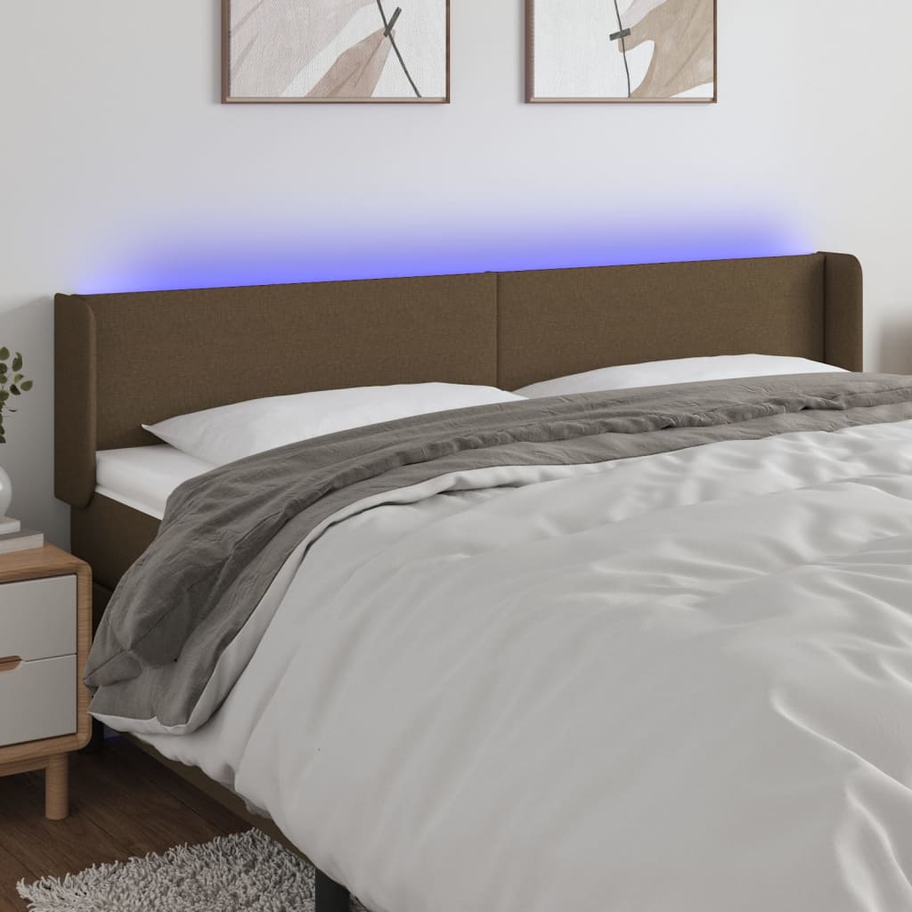 Hoofdbord LED 163x16x78/88 cm stof donkerbruin is nu te koop bij PeponiXL, paradijselijk wonen!