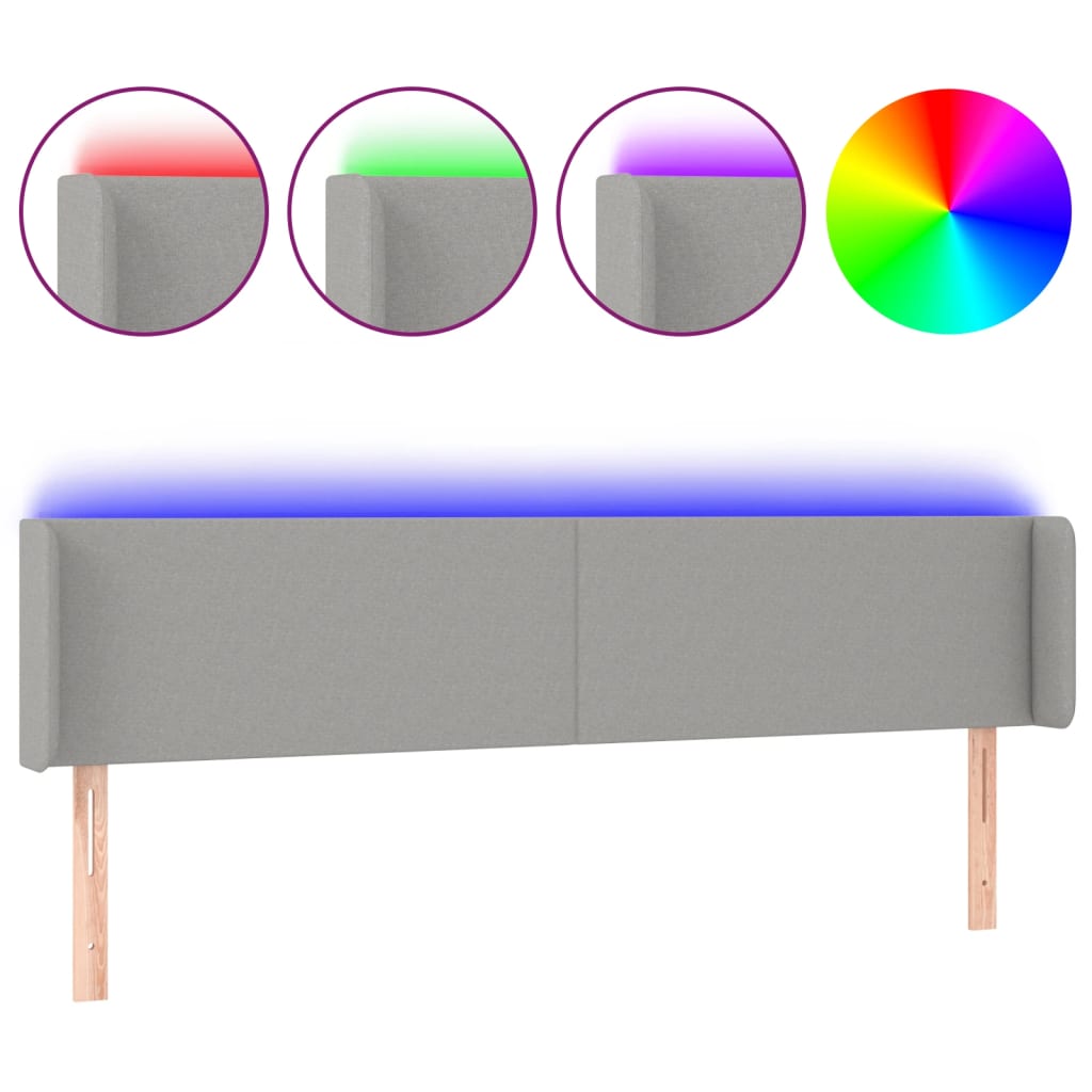 Hoofdbord LED 183x16x78/88 cm stof lichtgrijs is nu te koop bij PeponiXL, paradijselijk wonen!