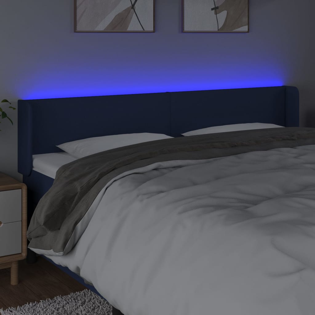 Hoofdbord LED 183x16x78/88 cm stof blauw is nu te koop bij PeponiXL, paradijselijk wonen!