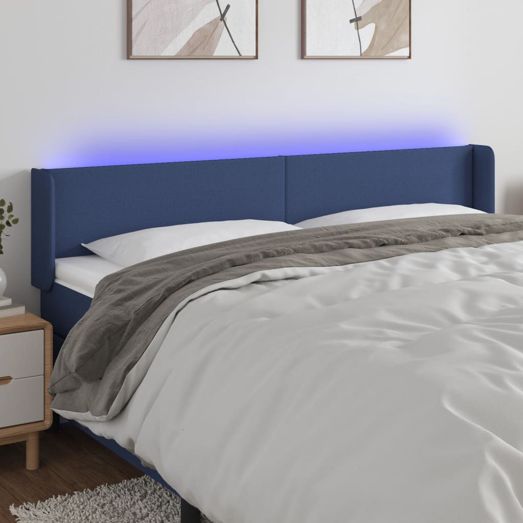 Hoofdbord LED 183x16x78/88 cm stof blauw is nu te koop bij PeponiXL, paradijselijk wonen!