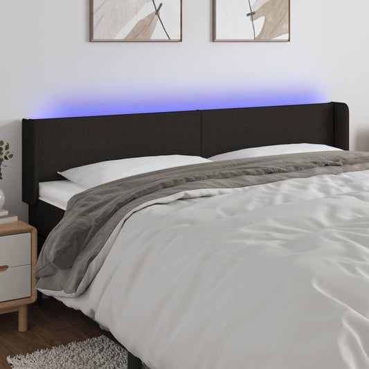Hoofdbord LED 203x16x78/88 cm stof zwart is nu te koop bij PeponiXL, paradijselijk wonen!