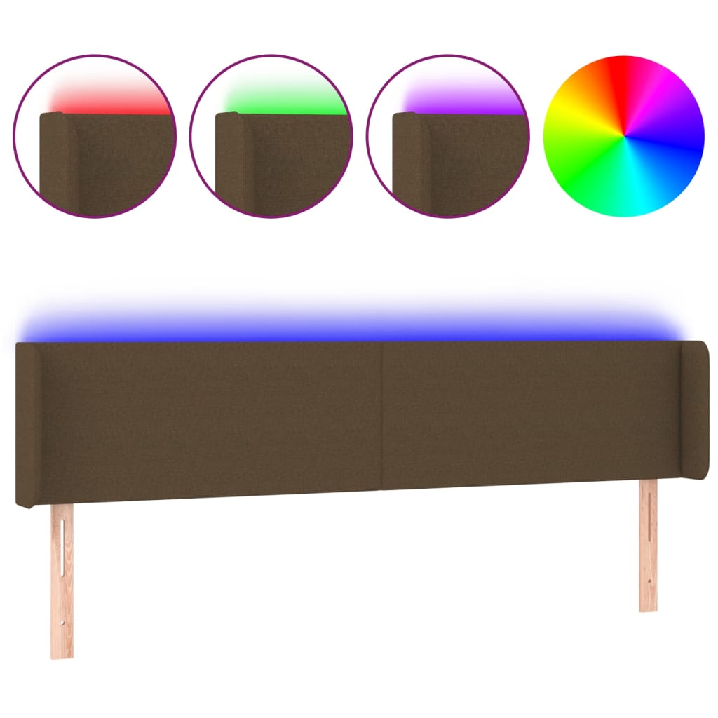 Hoofdbord LED 203x16x78/88 cm stof donkerbruin is nu te koop bij PeponiXL, paradijselijk wonen!