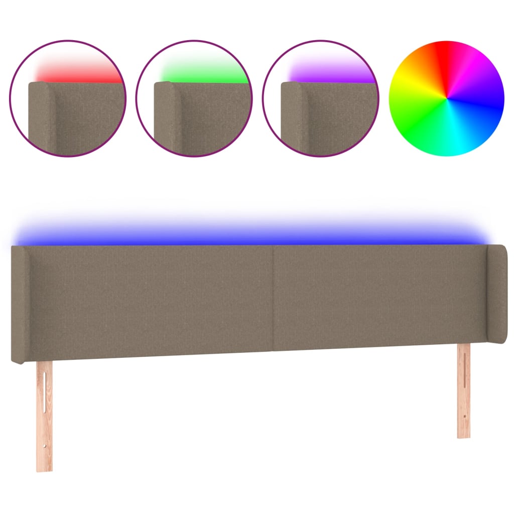 Hoofdbord LED 203x16x78/88 cm stof taupe is nu te koop bij PeponiXL, paradijselijk wonen!