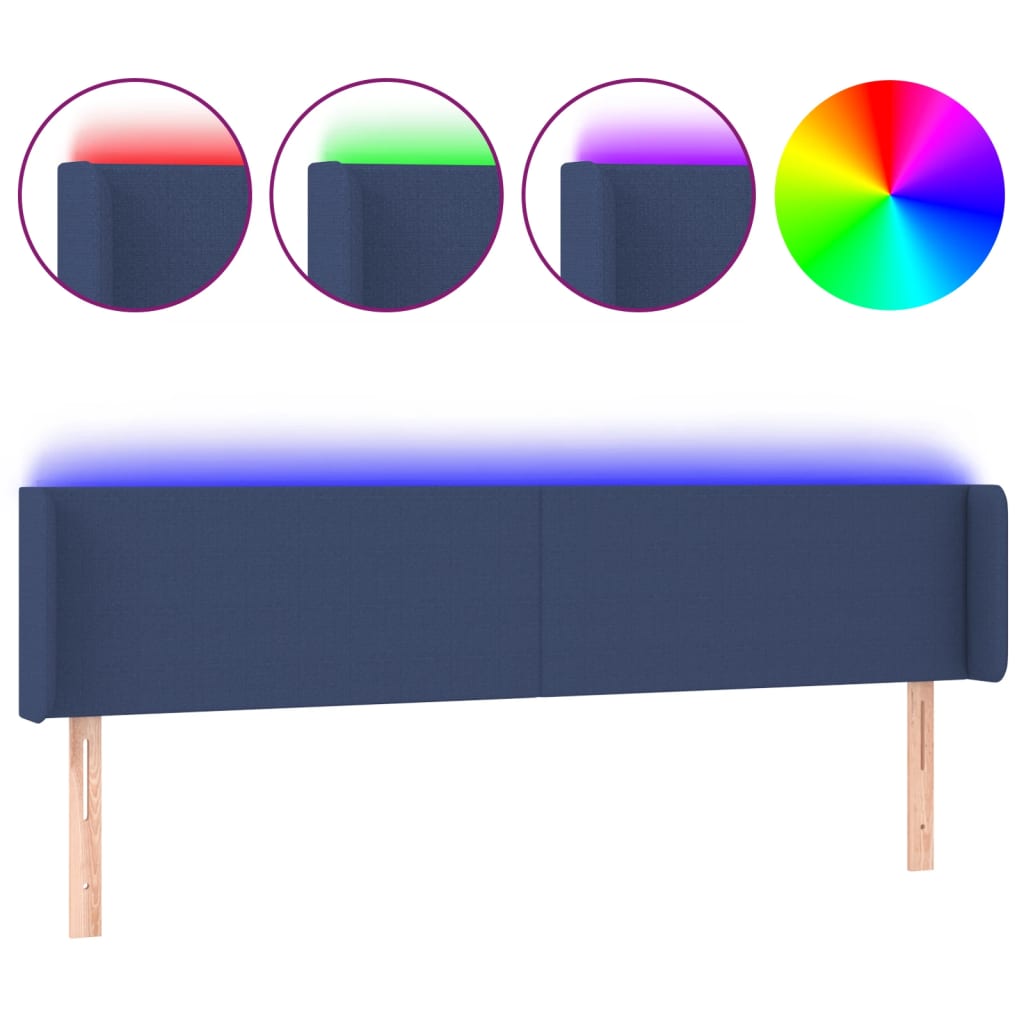 Hoofdbord LED 203x16x78/88 cm stof blauw is nu te koop bij PeponiXL, paradijselijk wonen!