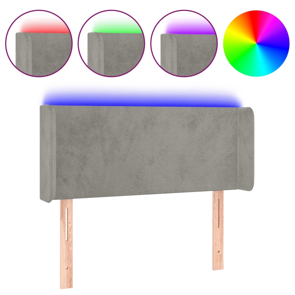 Hoofdbord LED 83x16x78/88 cm fluweel lichtgrijs is nu te koop bij PeponiXL, paradijselijk wonen!