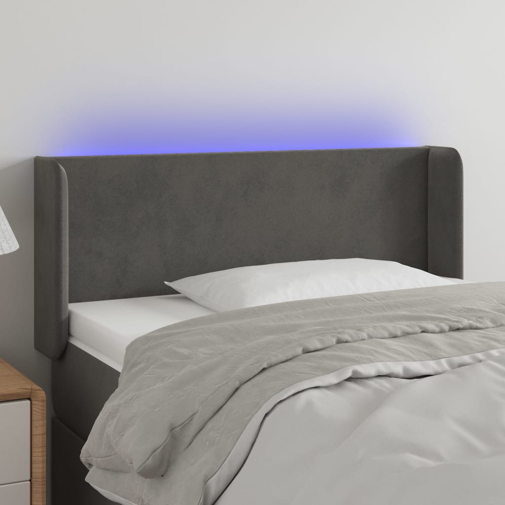 Hoofdbord LED 83x16x78/88 cm fluweel donkergrijs is nu te koop bij PeponiXL, paradijselijk wonen!