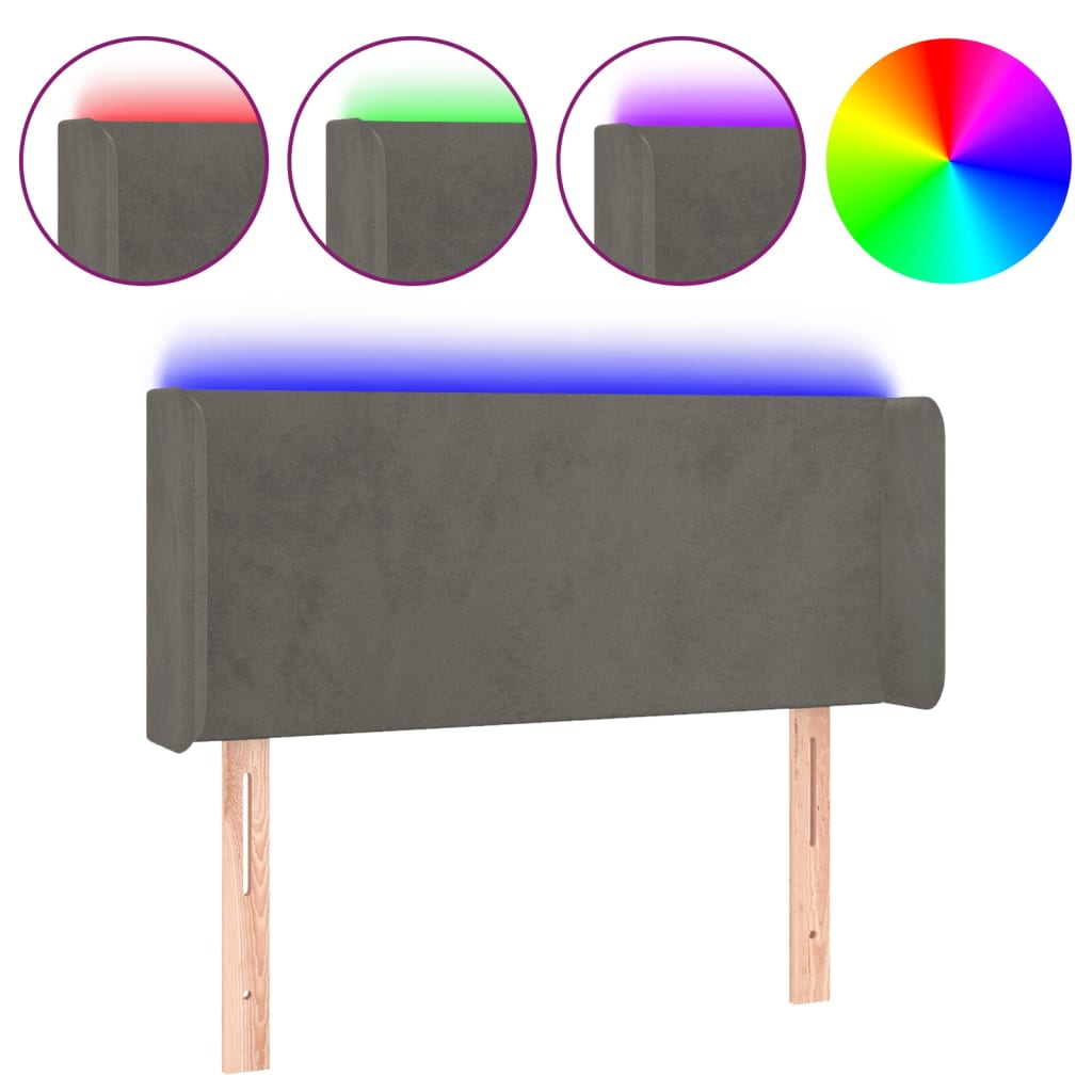 Hoofdbord LED 93x16x78/88 cm fluweel donkergrijs is nu te koop bij PeponiXL, paradijselijk wonen!