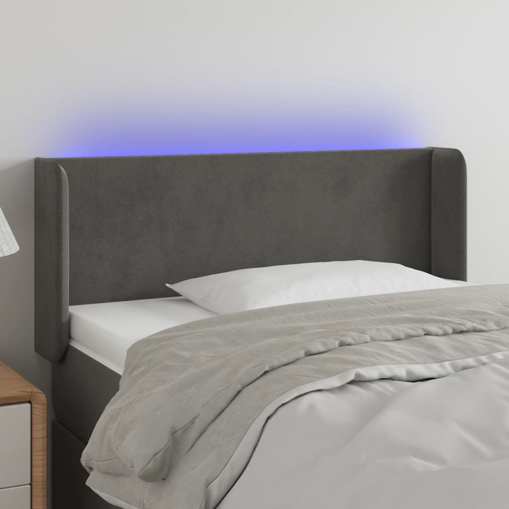 Hoofdbord LED 93x16x78/88 cm fluweel donkergrijs is nu te koop bij PeponiXL, paradijselijk wonen!