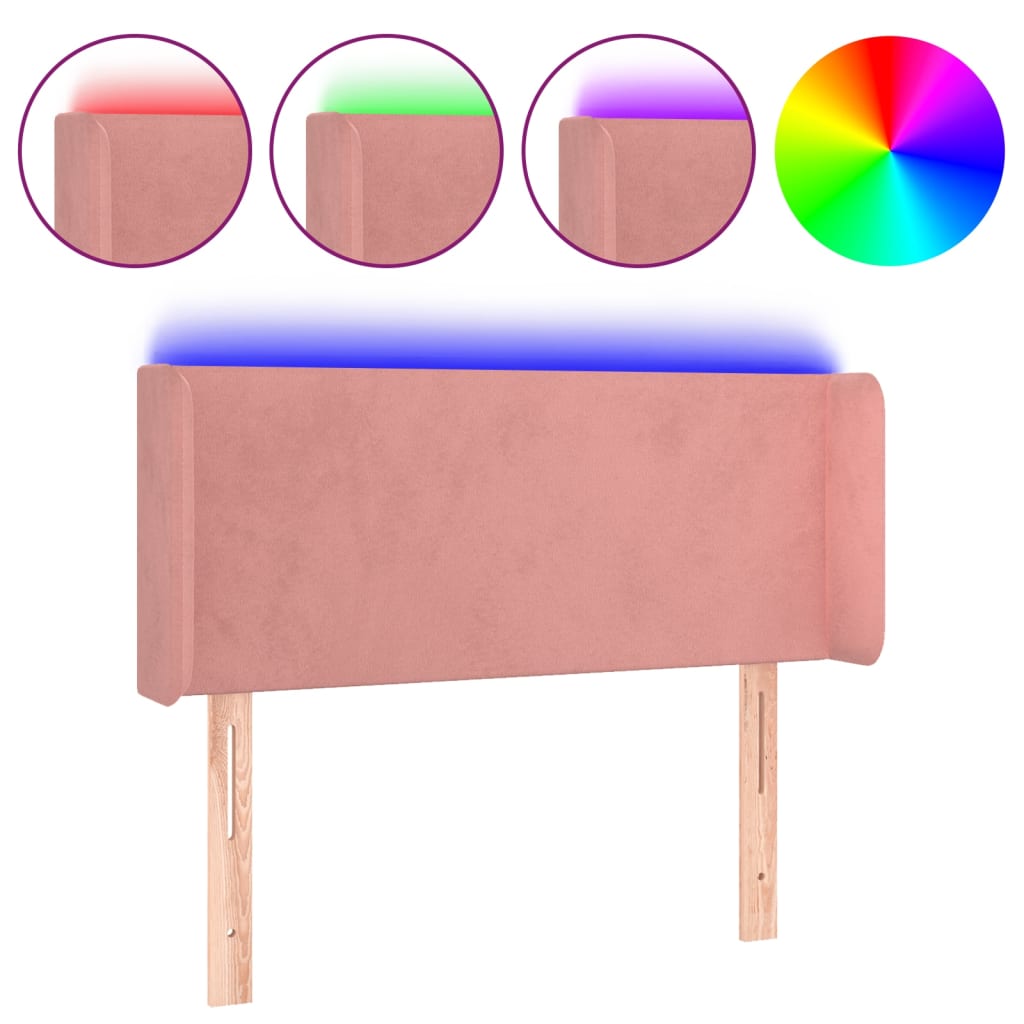 Hoofdbord LED 93x16x78/88 cm fluweel roze is nu te koop bij PeponiXL, paradijselijk wonen!
