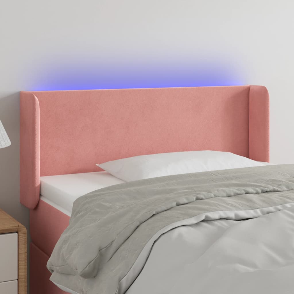 Hoofdbord LED 93x16x78/88 cm fluweel roze is nu te koop bij PeponiXL, paradijselijk wonen!