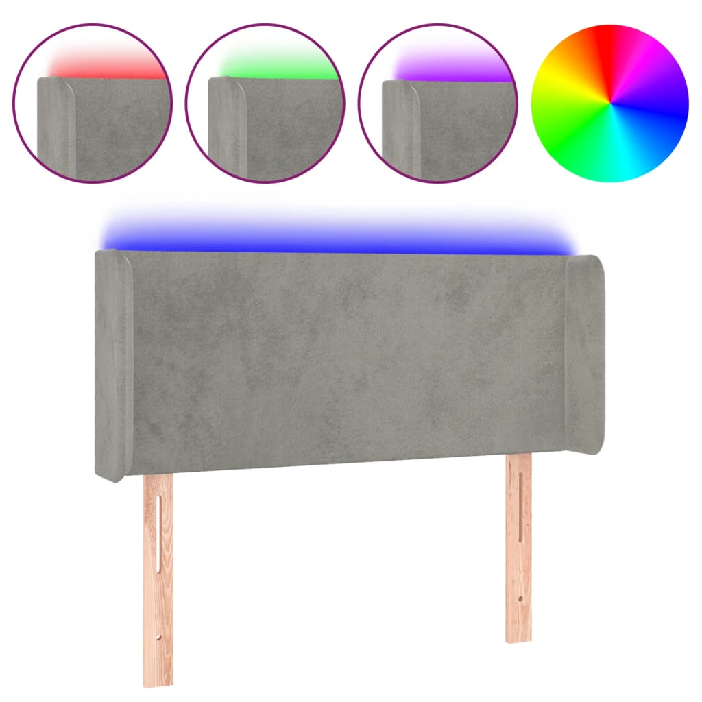 Hoofdbord LED 103x16x78/88 cm fluweel lichtgrijs is nu te koop bij PeponiXL, paradijselijk wonen!