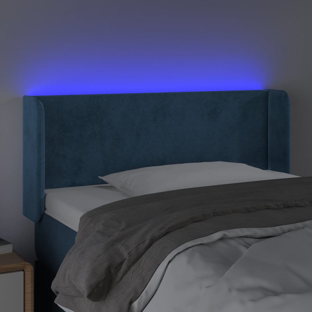 Hoofdbord LED 103x16x78/88 cm fluweel donkerblauw is nu te koop bij PeponiXL, paradijselijk wonen!