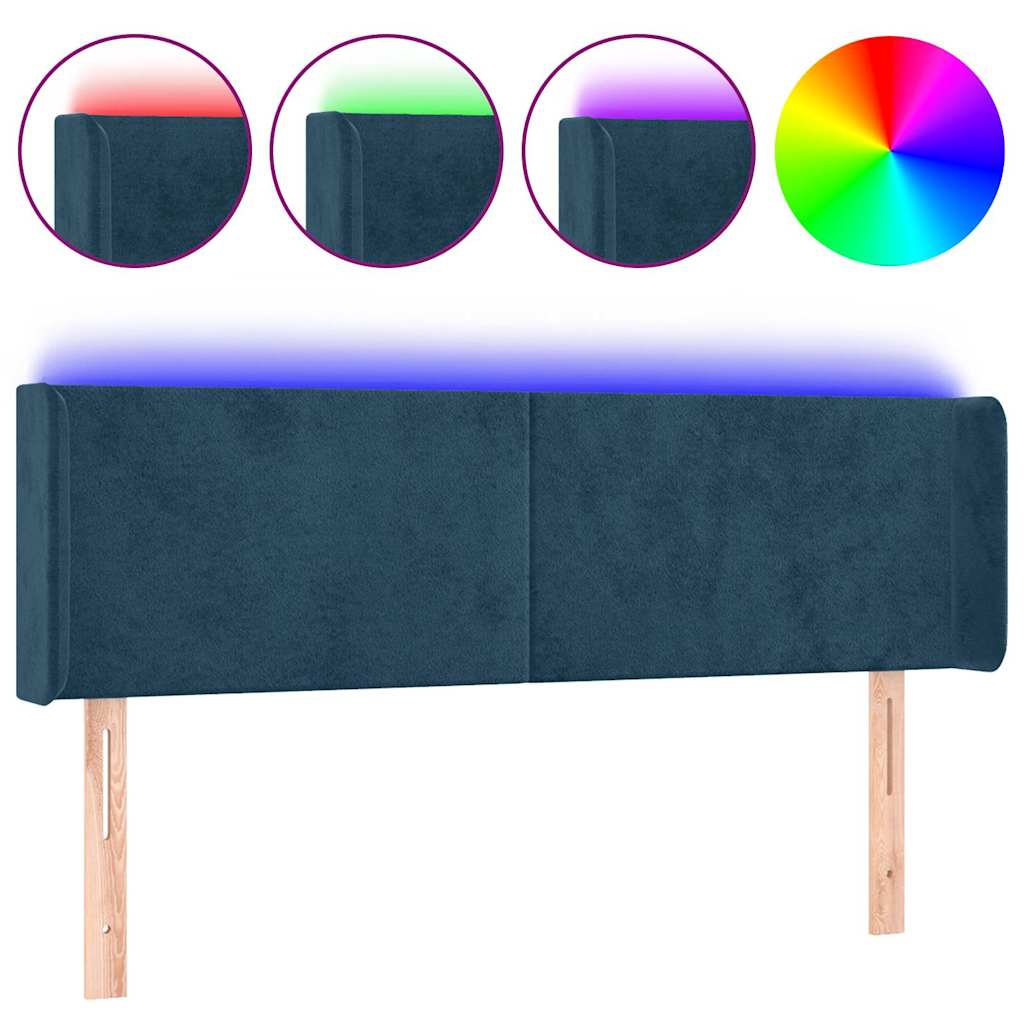 Hoofdbord LED 147x16x78/88 cm fluweel donkerblauw is nu te koop bij PeponiXL, paradijselijk wonen!