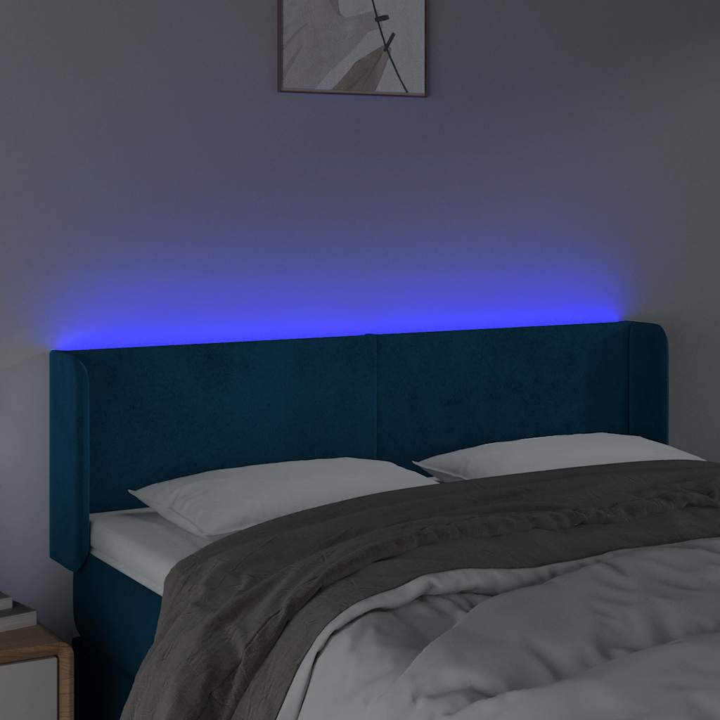 Hoofdbord LED 147x16x78/88 cm fluweel donkerblauw is nu te koop bij PeponiXL, paradijselijk wonen!