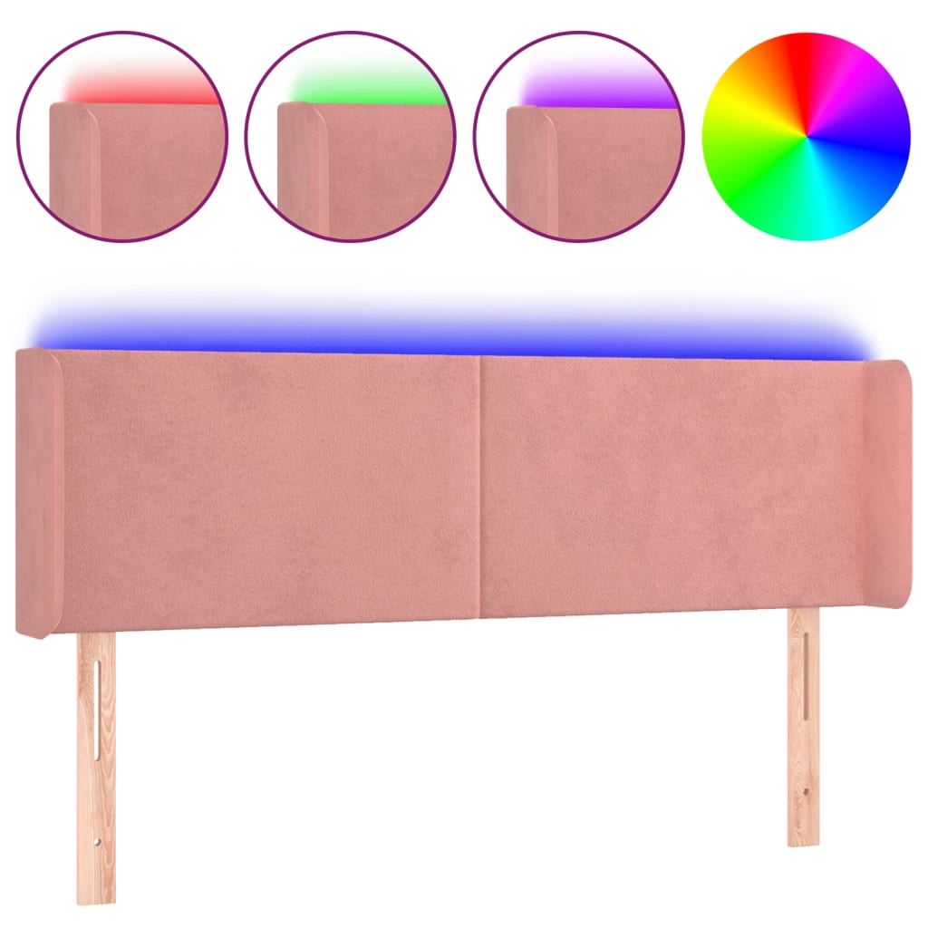 Hoofdbord LED 147x16x78/88 cm fluweel roze is nu te koop bij PeponiXL, paradijselijk wonen!