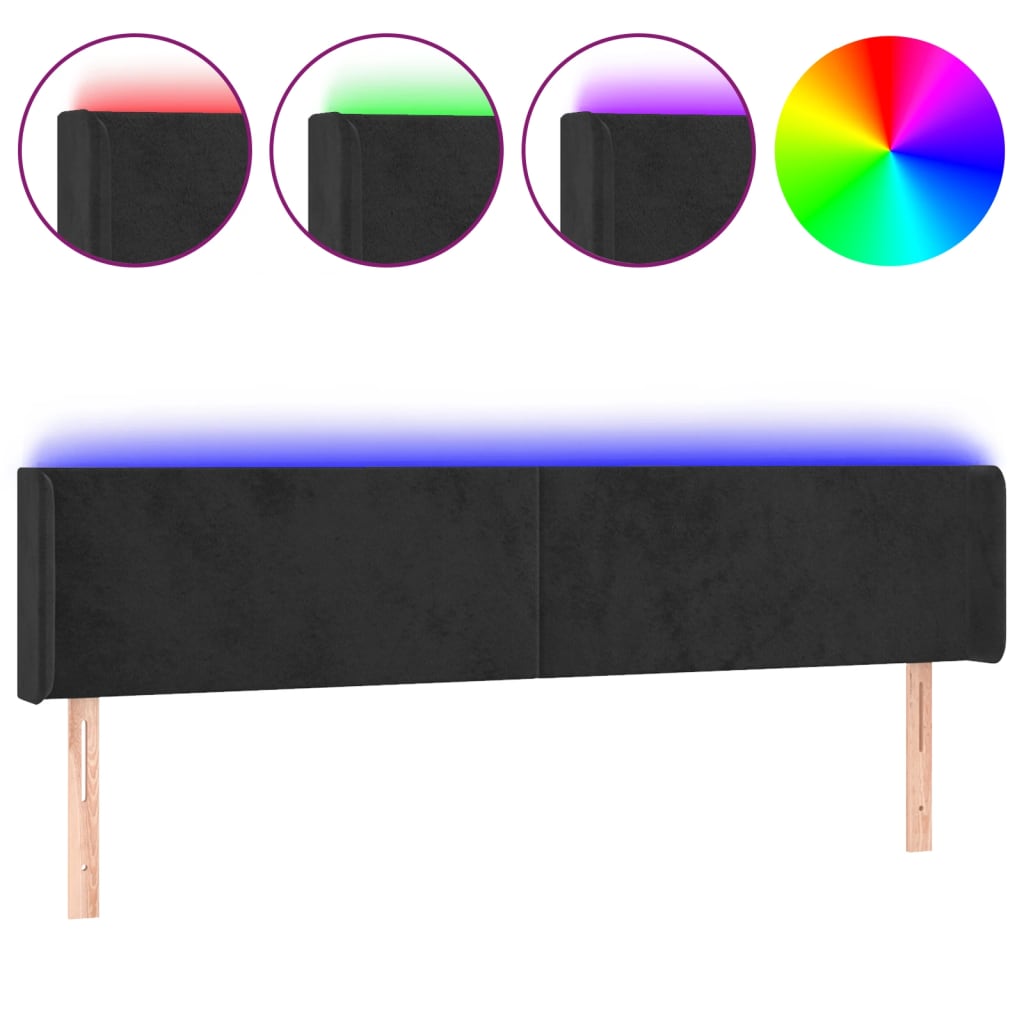 Hoofdbord LED 163x16x78/88 cm fluweel zwart is nu te koop bij PeponiXL, paradijselijk wonen!