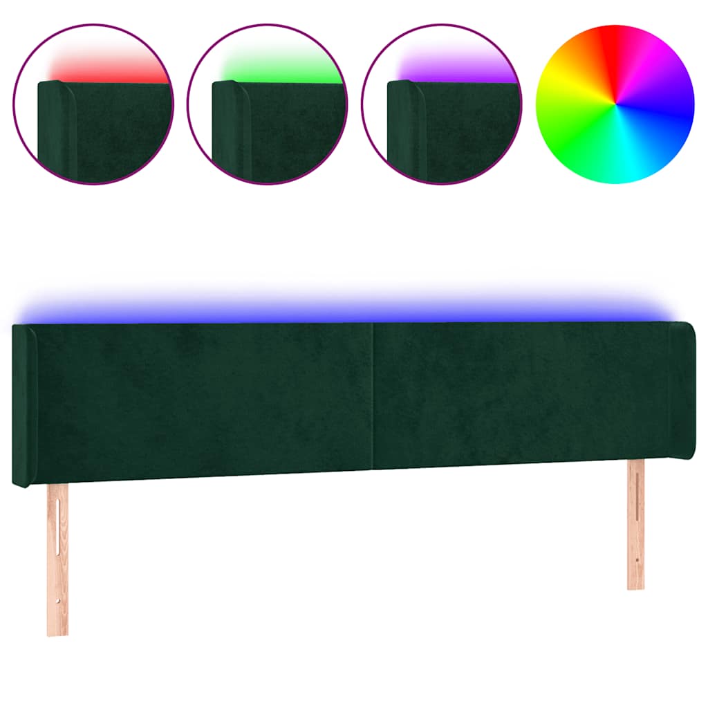 Hoofdbord LED 163x16x78/88 cm fluweel donkergroen is nu te koop bij PeponiXL, paradijselijk wonen!