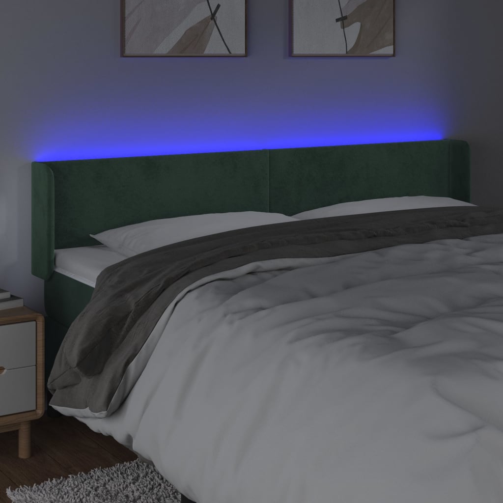 Hoofdbord LED 163x16x78/88 cm fluweel donkergroen is nu te koop bij PeponiXL, paradijselijk wonen!