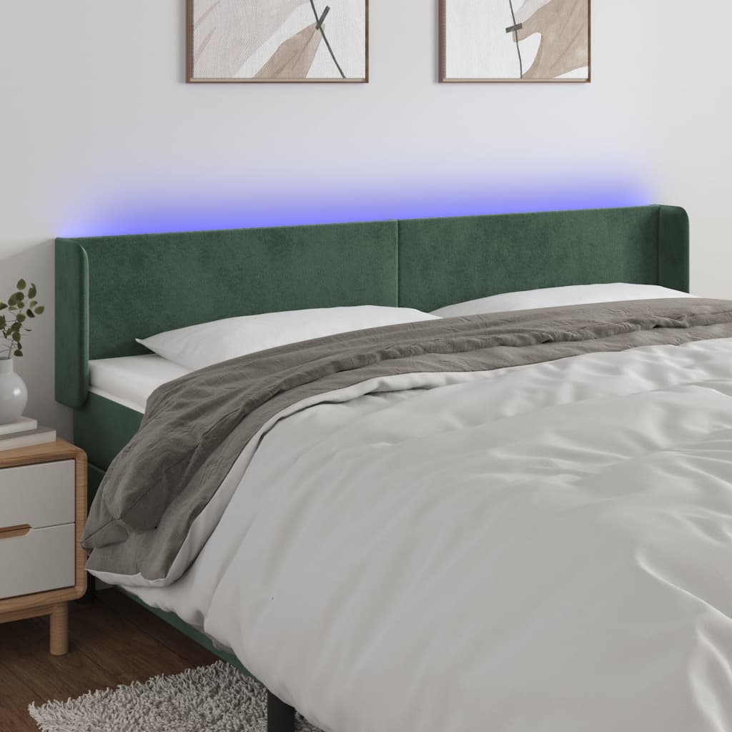 Hoofdbord LED 163x16x78/88 cm fluweel donkergroen is nu te koop bij PeponiXL, paradijselijk wonen!