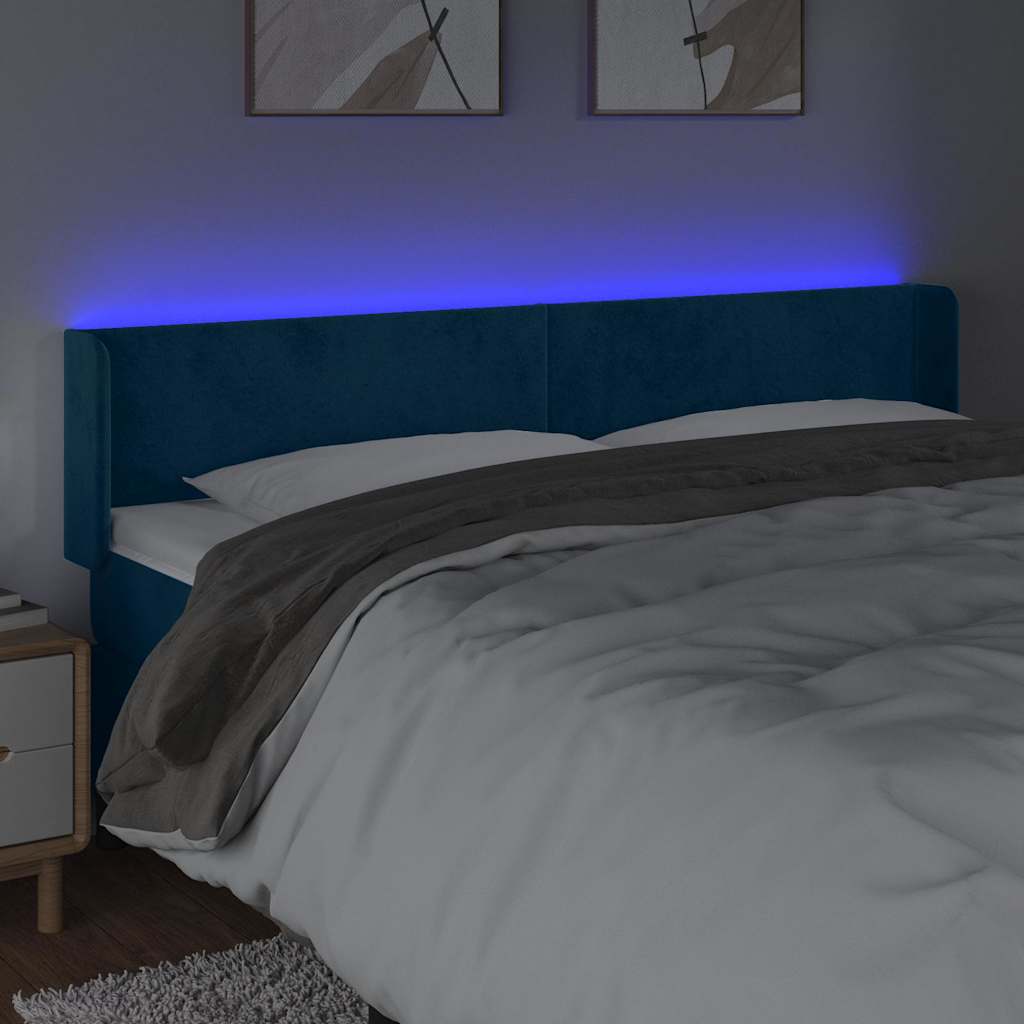 Hoofdbord LED 163x16x78/88 cm fluweel donkerblauw is nu te koop bij PeponiXL, paradijselijk wonen!