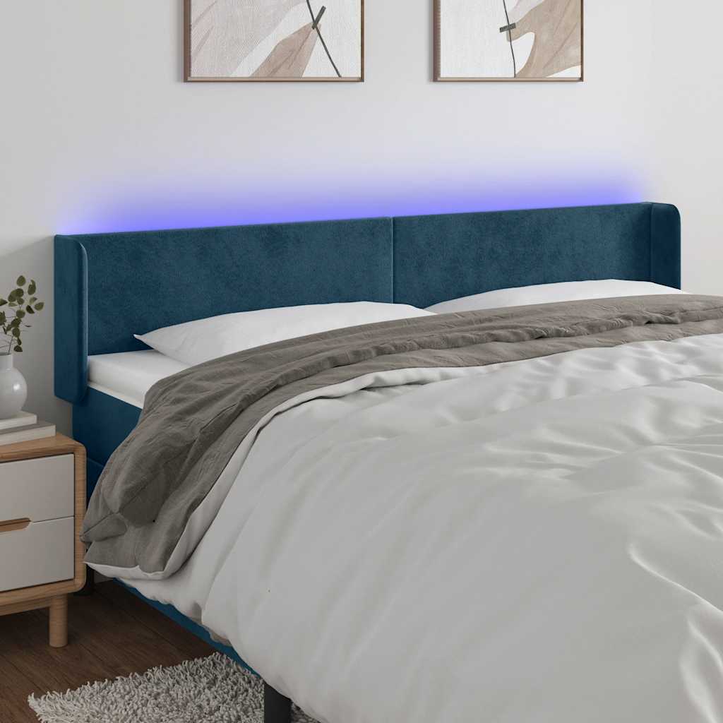 Hoofdbord LED 163x16x78/88 cm fluweel donkerblauw is nu te koop bij PeponiXL, paradijselijk wonen!