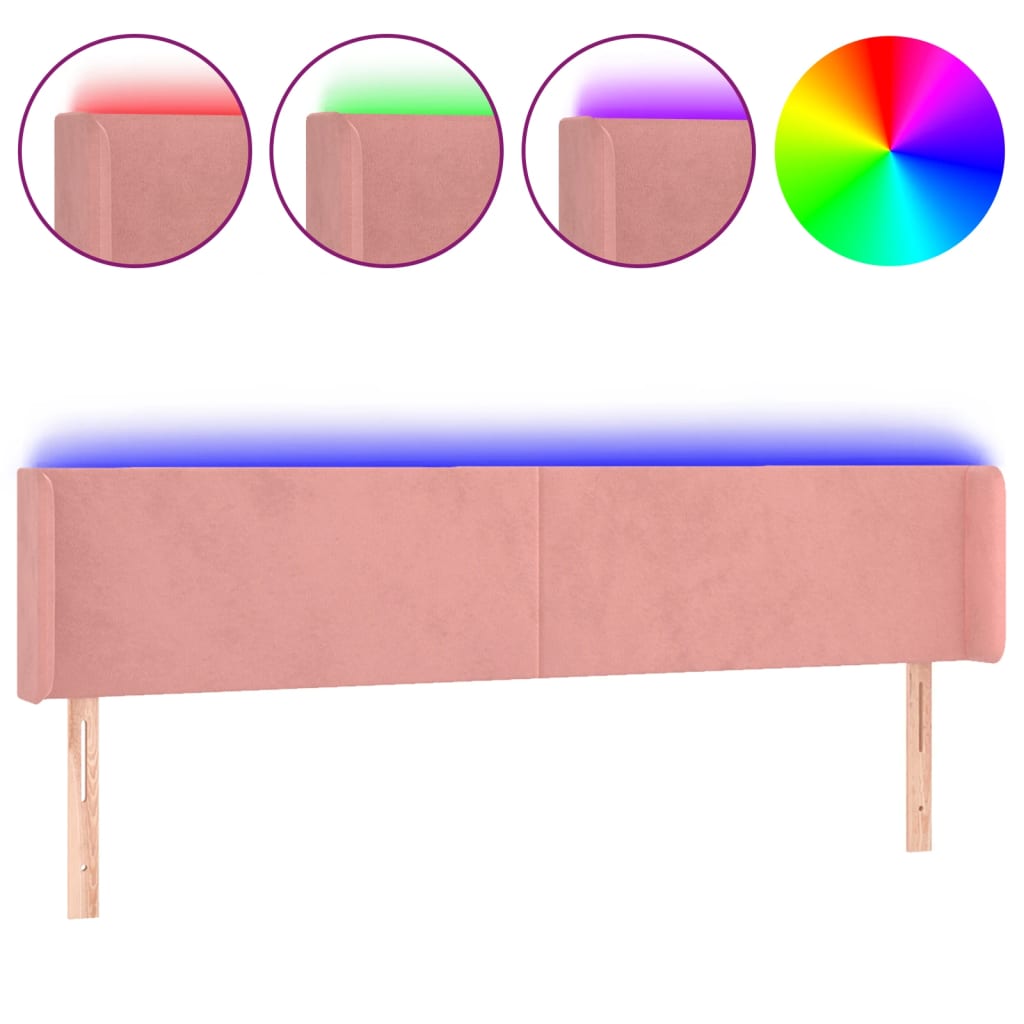 Hoofdbord LED 163x16x78/88 cm fluweel roze is nu te koop bij PeponiXL, paradijselijk wonen!
