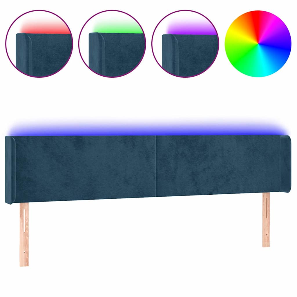 Hoofdbord LED 183x16x78/88 cm fluweel donkerblauw is nu te koop bij PeponiXL, paradijselijk wonen!