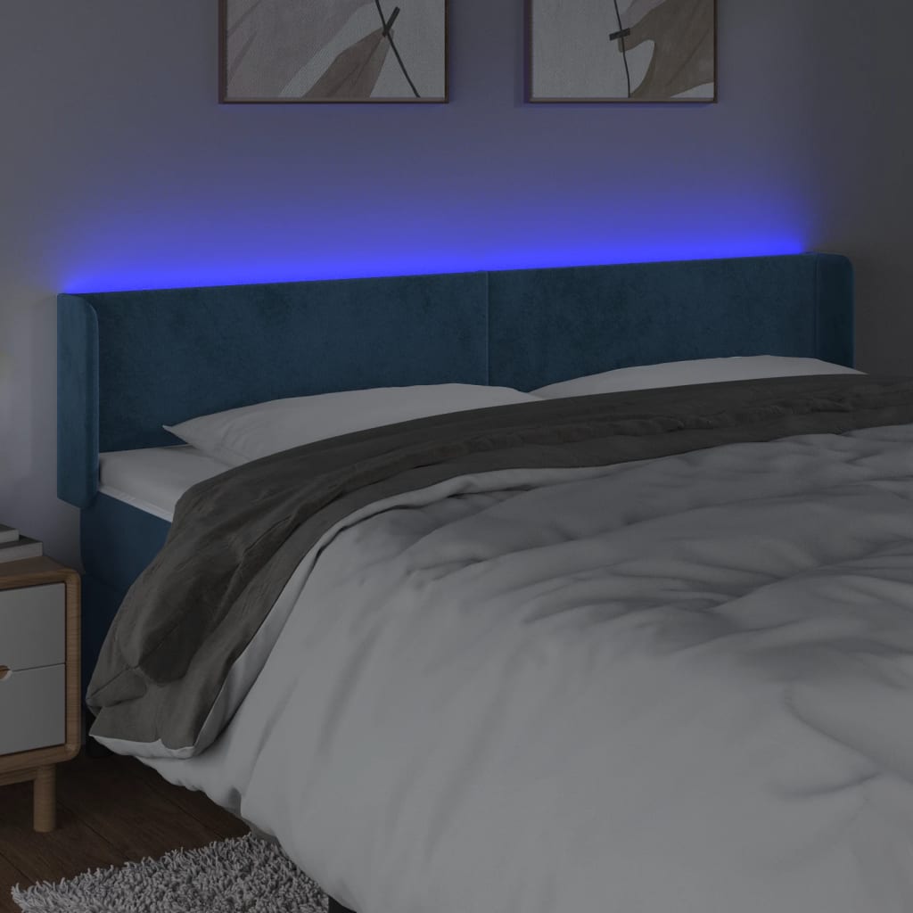 Hoofdbord LED 183x16x78/88 cm fluweel donkerblauw is nu te koop bij PeponiXL, paradijselijk wonen!