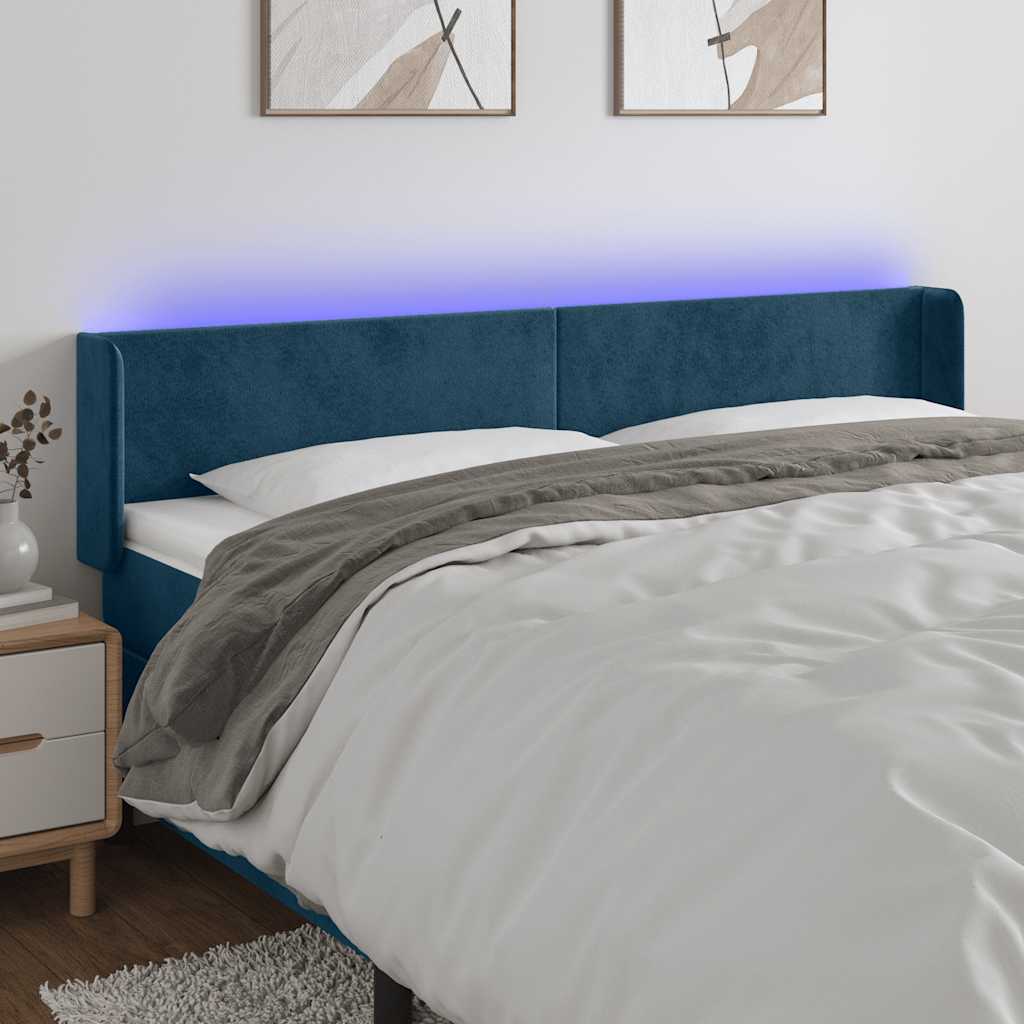 Hoofdbord LED 183x16x78/88 cm fluweel donkerblauw is nu te koop bij PeponiXL, paradijselijk wonen!