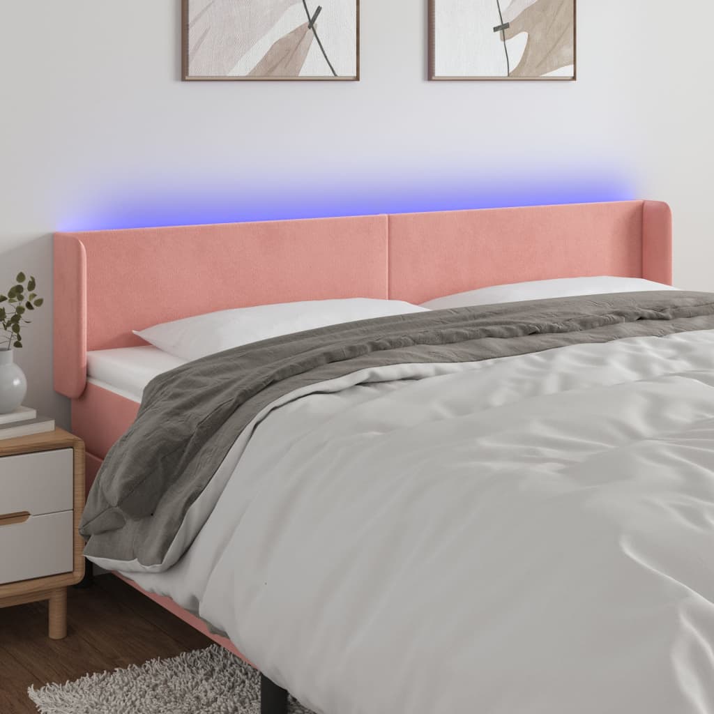 Hoofdbord LED 183x16x78/88 cm fluweel roze is nu te koop bij PeponiXL, paradijselijk wonen!