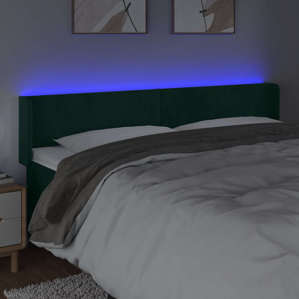 Hoofdbord LED 203x16x78/88 cm fluweel donkergroen is nu te koop bij PeponiXL, paradijselijk wonen!