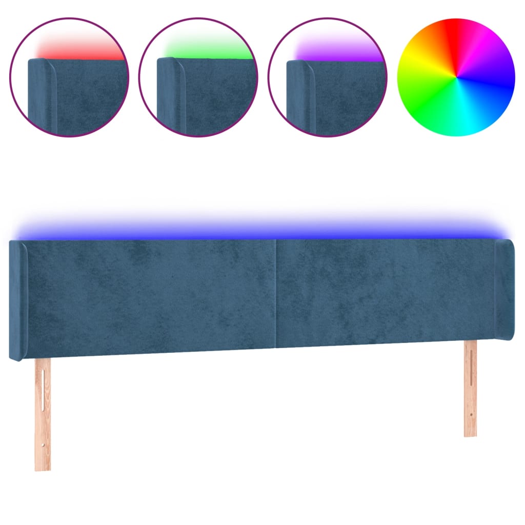 Hoofdbord LED 203x16x78/88 cm fluweel donkerblauw is nu te koop bij PeponiXL, paradijselijk wonen!