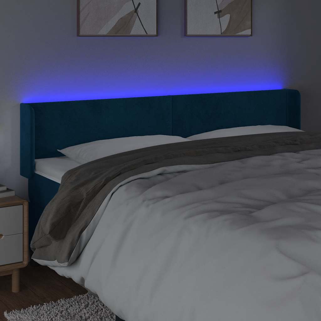 Hoofdbord LED 203x16x78/88 cm fluweel donkerblauw is nu te koop bij PeponiXL, paradijselijk wonen!