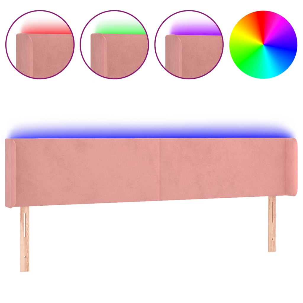 Hoofdbord LED 203x16x78/88 cm fluweel roze is nu te koop bij PeponiXL, paradijselijk wonen!