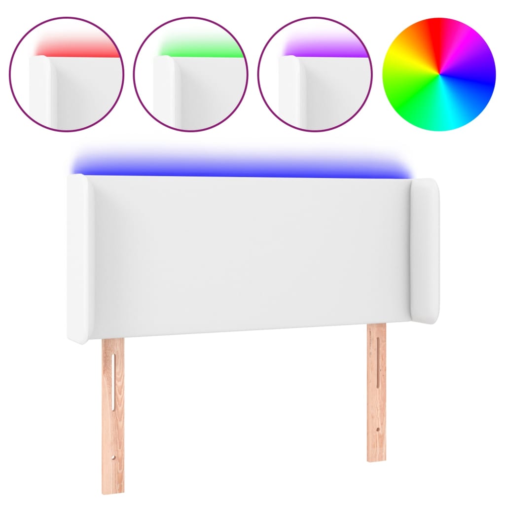 Hoofdbord LED 83x16x78/88 cm kunstleer wit is nu te koop bij PeponiXL, paradijselijk wonen!