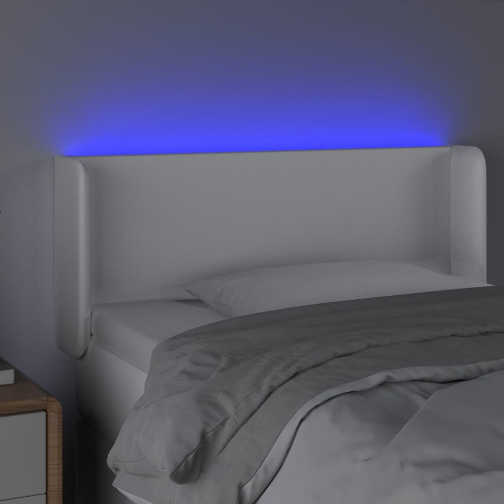 Hoofdbord LED 83x16x78/88 cm kunstleer wit is nu te koop bij PeponiXL, paradijselijk wonen!