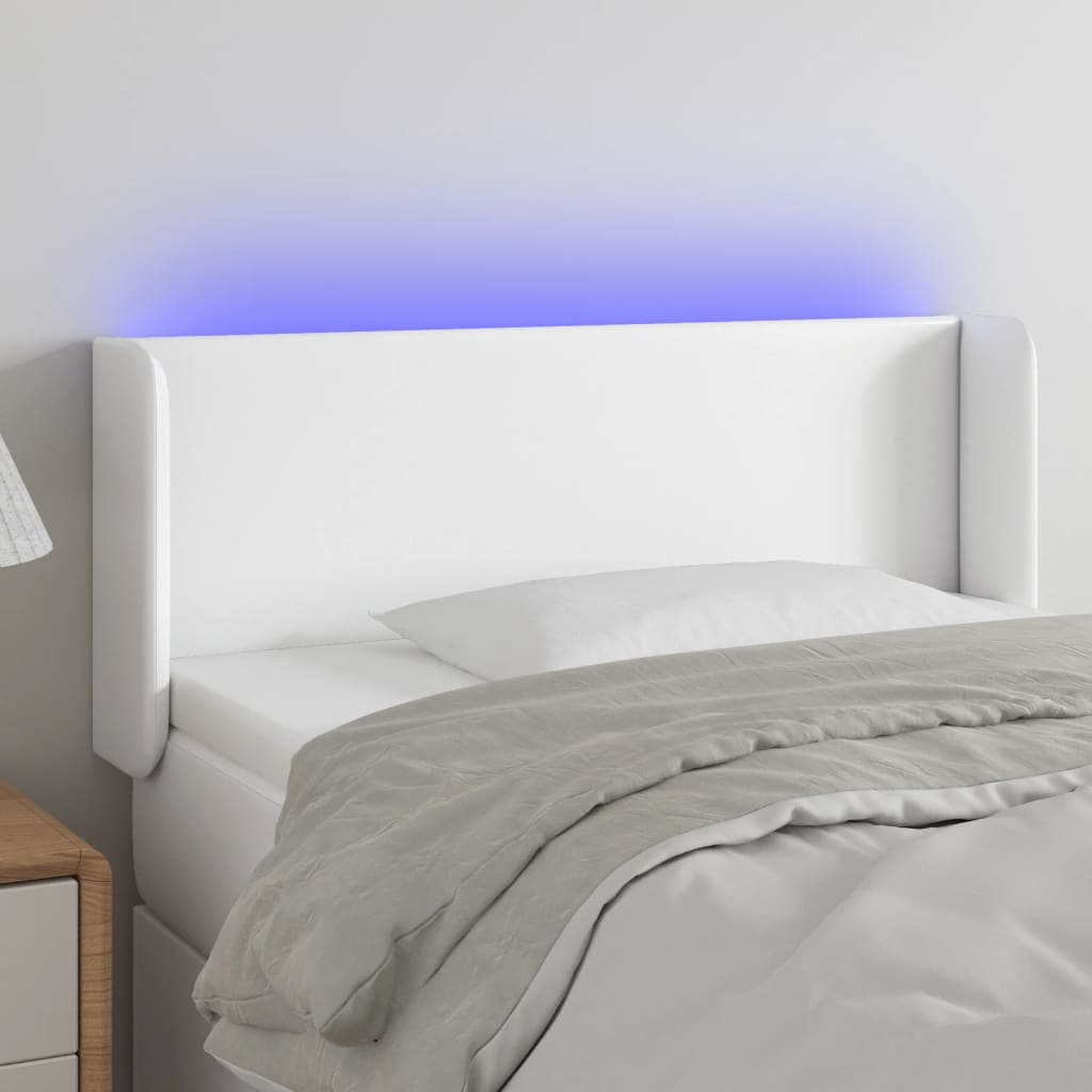 Hoofdbord LED 83x16x78/88 cm kunstleer wit is nu te koop bij PeponiXL, paradijselijk wonen!