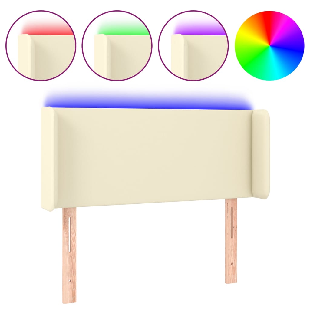 Hoofdbord LED 83x16x78/88 cm kunstleer crèmekleurig is nu te koop bij PeponiXL, paradijselijk wonen!