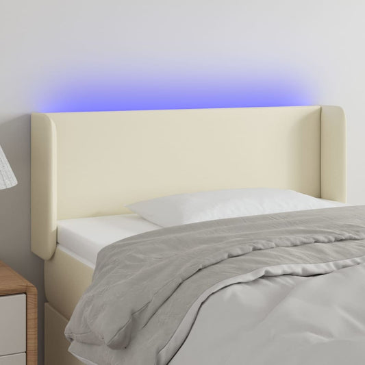 Hoofdbord LED 83x16x78/88 cm kunstleer crèmekleurig is nu te koop bij PeponiXL, paradijselijk wonen!