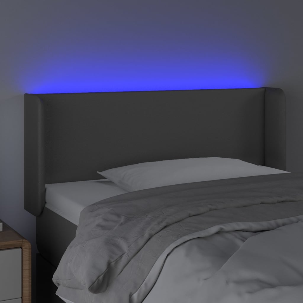 Hoofdbord LED 83x16x78/88 cm kunstleer grijs is nu te koop bij PeponiXL, paradijselijk wonen!