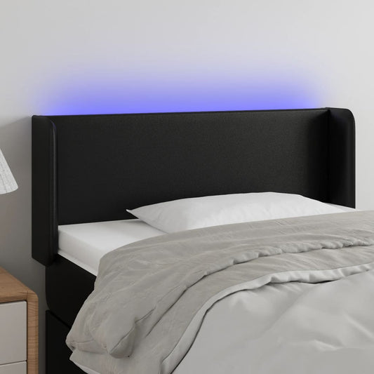 Hoofdbord LED 93x16x78/88 cm kunstleer zwart is nu te koop bij PeponiXL, paradijselijk wonen!