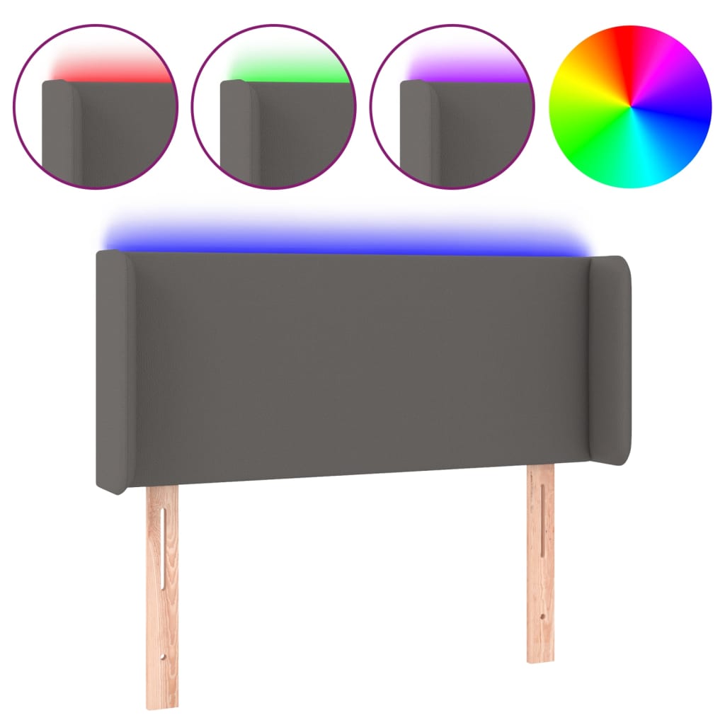 Hoofdbord LED 103x16x78/88 cm kunstleer grijs is nu te koop bij PeponiXL, paradijselijk wonen!