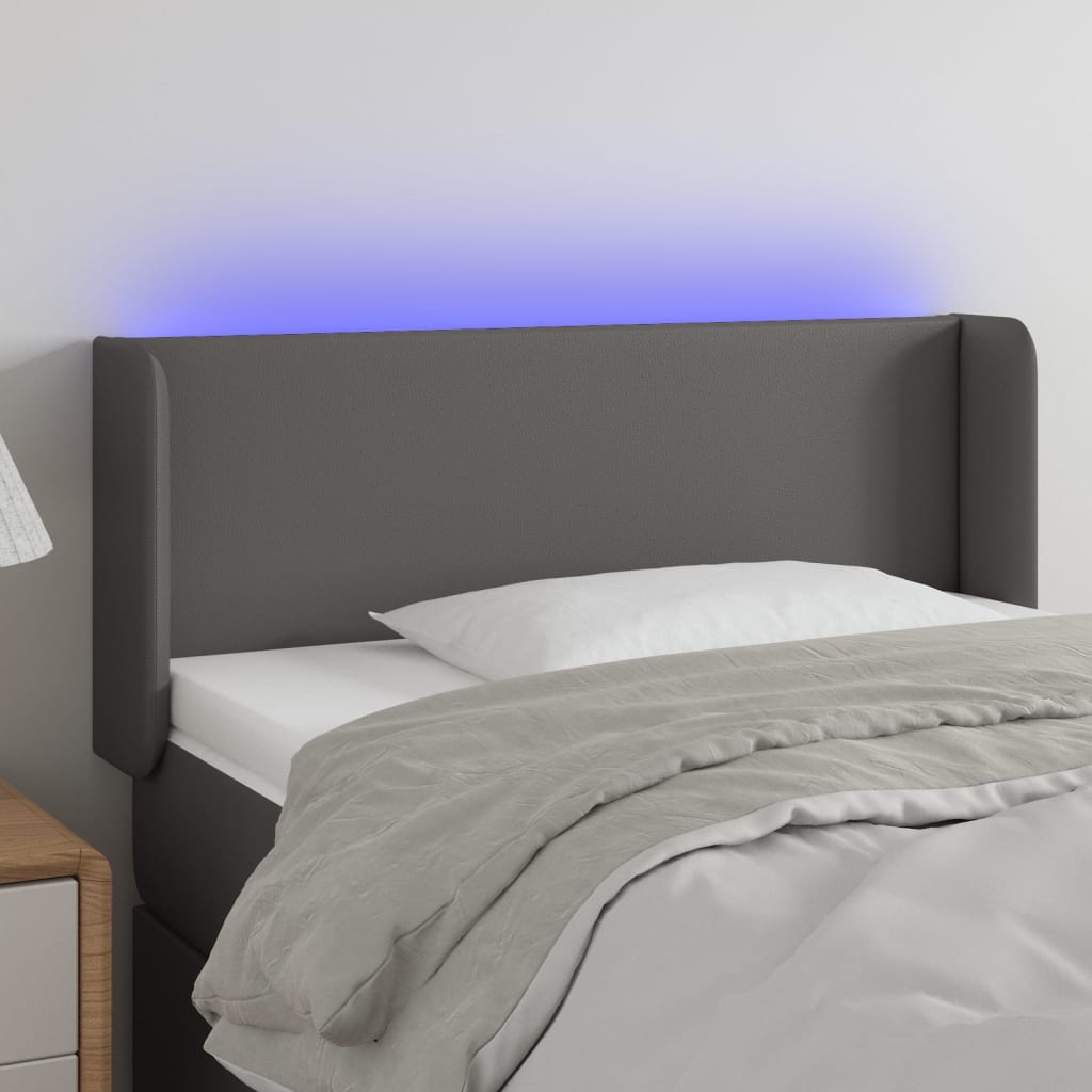 Hoofdbord LED 103x16x78/88 cm kunstleer grijs is nu te koop bij PeponiXL, paradijselijk wonen!