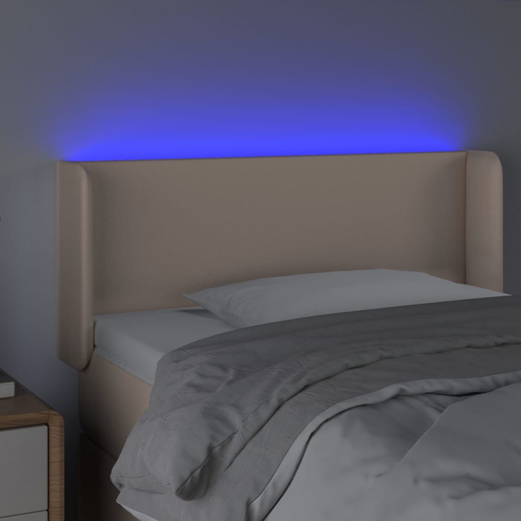 Hoofdbord LED 103x16x78/88 cm kunstleer cappuccinokleurig is nu te koop bij PeponiXL, paradijselijk wonen!