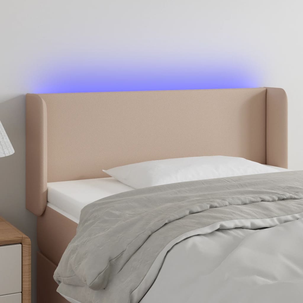 Hoofdbord LED 103x16x78/88 cm kunstleer cappuccinokleurig is nu te koop bij PeponiXL, paradijselijk wonen!